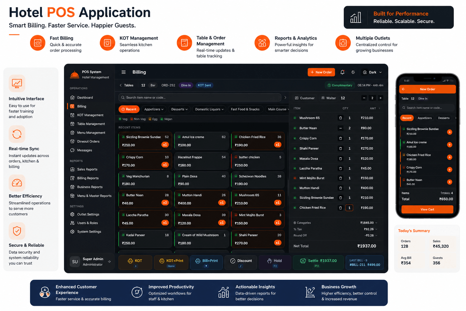 Restaurant point-of-sale and management application